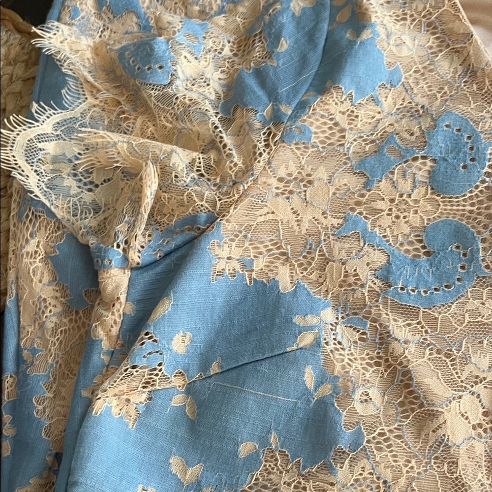 Storia Blue and Beige Lace-Accent Mini Dress - Picture 5 of 5